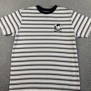 Peanuts Joe Cool Crossbones Shirt Mens Size XL Striped Embroidered Snoopy